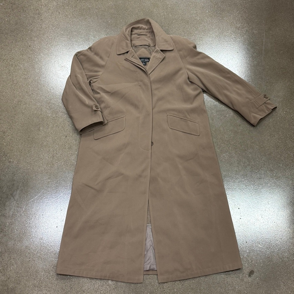 Regent Park Taupe Trench Coat Women 14 Brown Long Overcoat Removable Liner 98052